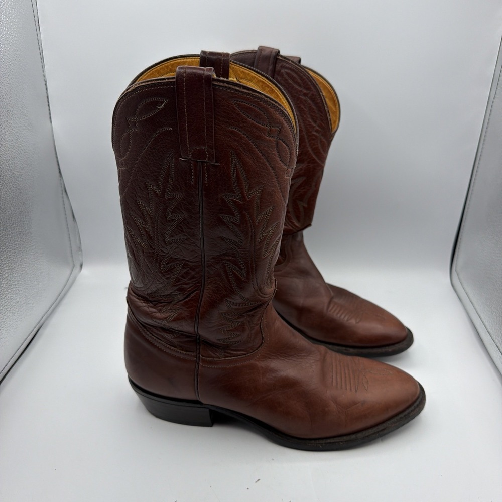Nocona Men's Brown Leather Western Cowboy Boots Size  10 1/2 D Made IN USA
